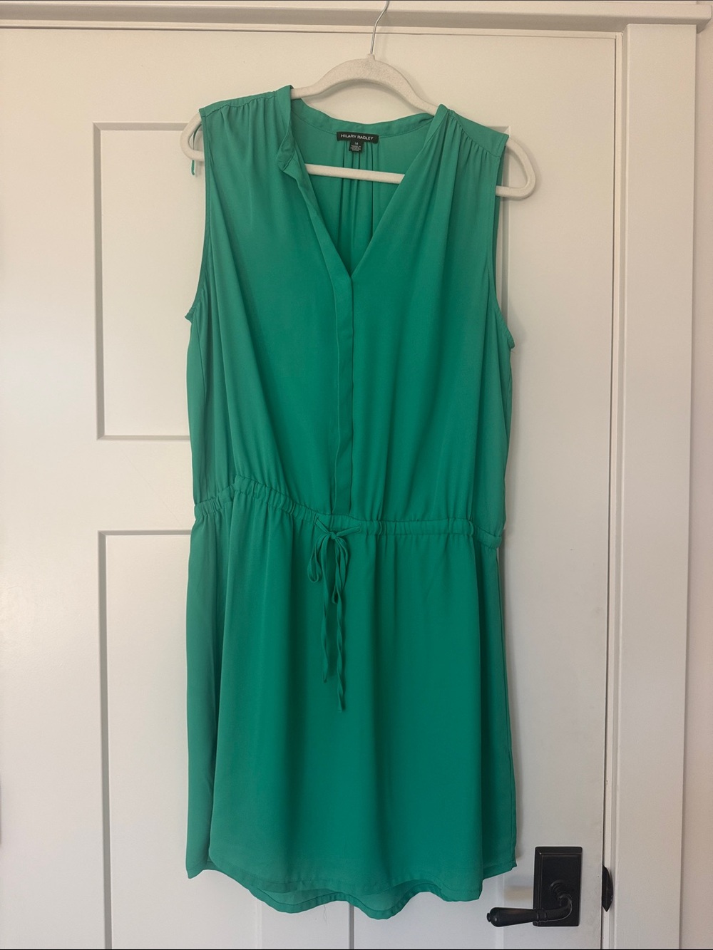 Hillary Radley  Sleeveless Green Drawstring Mini Dress